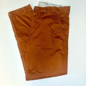 Denim & Flower mens Slim Fit chino pants Classic flat front burnt orange size 36